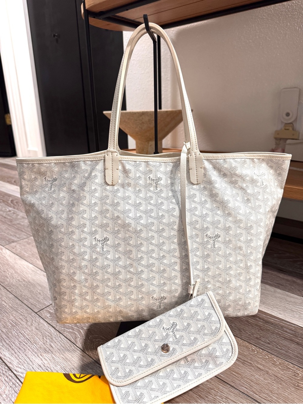 Goyard Saint Louis Tote in White with Matching Pouch